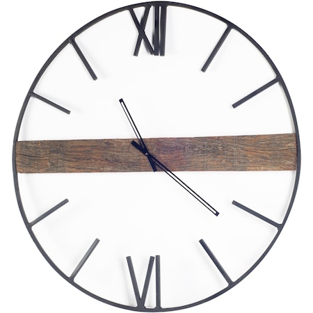 Homeroots 2" Circle Black Metal Skeleton Wall Clock 376237