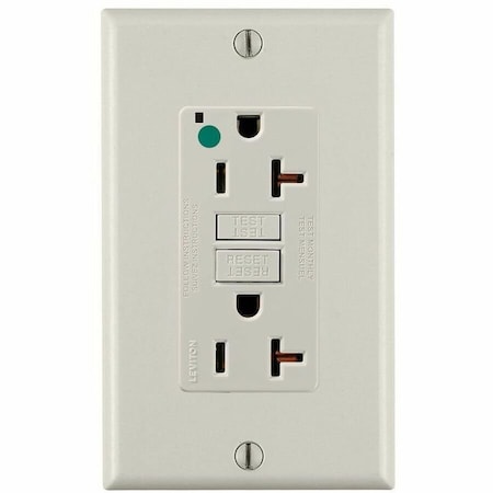 Leviton Extra-Heavy Duty, Hospital Grade, Self-Test GFCI Receptacle, 20 Amp, 125 Volt, Light Almond GFNT2-HFT