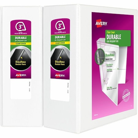 Avery Durable Clear View 3 Ring Binders, PK2 35307