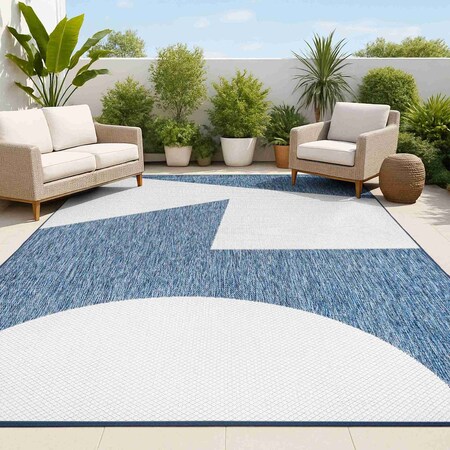 Jonathan Y Lucian Modern Geometric Abstract Two-Tone Navy/Cream 8 ft. x 10 ft. Indoor/Outdoor Area Rug TSN302B-8