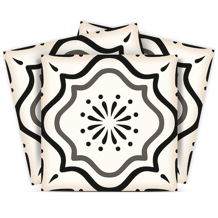 Homeroots 4" X 4" Black And White Mosaic Peel And Stick Removable Tiles 382864