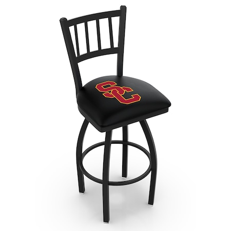Holland Bar Stool Co 25" Blk Wrinkle USC Trojans Swivel Bar Stool, Jailhouse Back L01825SouCal