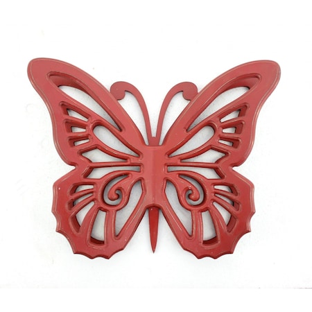 Homeroots 23" X 19" X 4" Red Rustic Butterfly Wooden Wall Decor 274491