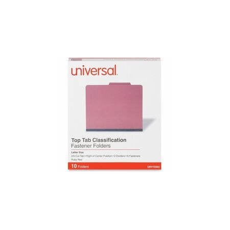 Universal Classification Folder, Lttr, Ruby Red, 10PK UNV10303