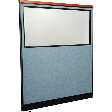 Global Industrial Interion Deluxe Office Partition Panel w/Partial Window and Raceway 60-1/4"W x 65-1/2"H Blue 694701WNBL