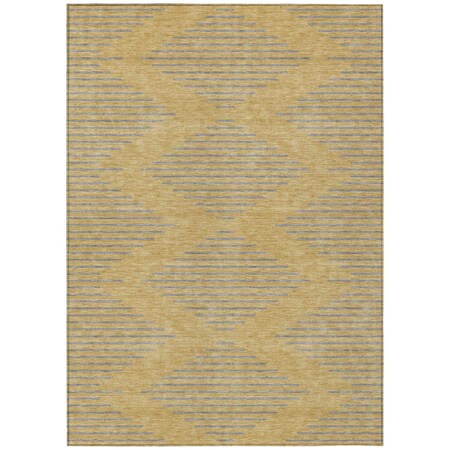Homeroots 10' X 14' Gold And Ivory Geometric Washable Indoor Outdoor Area Rug 598745