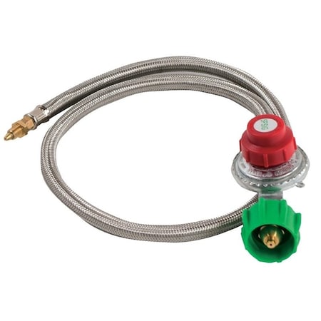 Bayou Classic M5HPR Hose and Regulator, 18 in Connection, 36 in L Hose, Stainless Steel M-5HPR