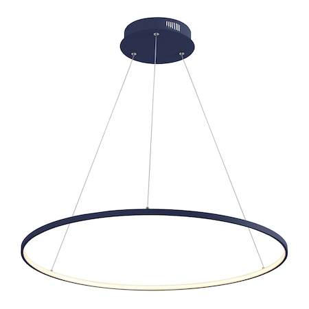 Jonathan Y Brice 35" Modern Contemporary Metal Round Dimmable Integrated LED Pendant, Navy JYL7220F