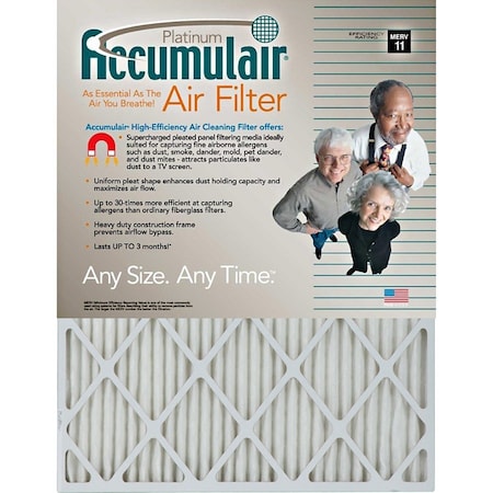 Accumulair 18x30x1 Pleated Air Filter, MERV 11, 4 PK FA18X30_4