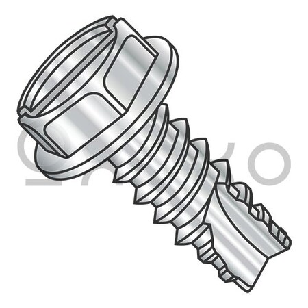 8-18X3/8 Slot Indent Hex Washer Thread Cut Screw Type 25 Full Thread 18 8 Stainless Steel, 2500PK