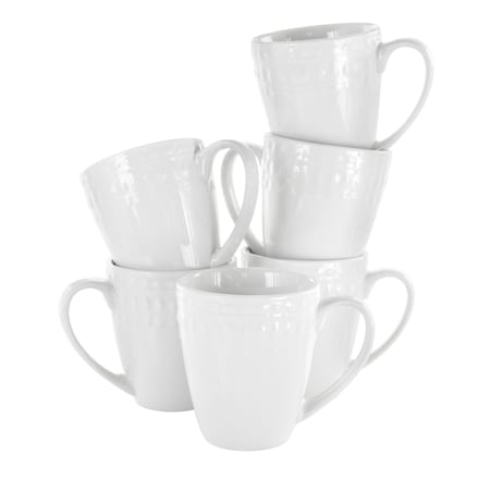 Elama Cara 6 Piece 10 Ounce Porcelain Cup Set in White EL-CARA6PC