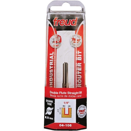 Freud 1/4'' x 3/4'' Double Flute Straight Router Bit 04-106