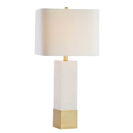 Jonathan Y Jeffrey 29" Metal/Marble LED Table Lamp, Brass Gold/White JYL5009A