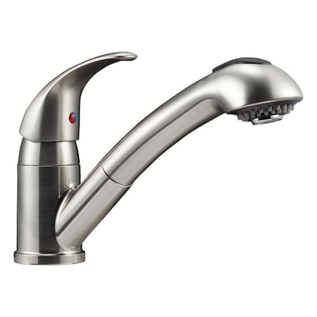Dura Faucet RV Kitchen PullOut Faucet with Lever, Brushed Satin Nickel DFTDF-NMK852-SN