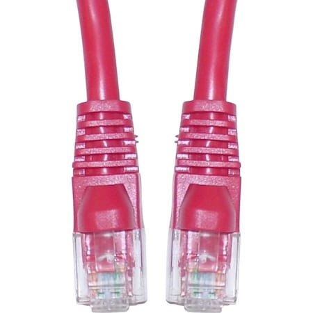 Cable Wholesale Cat5e Red Copper Ethernet Patch Cable, Snagless/Molded Boot, POE Compliant, 1 foot 10X6-07101