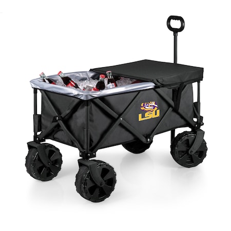 Picnic Time Family Of Brands NCAA LSU Tigers Adventure Wagon Elite All-Terrain Folding Beach Wagon 741-85-679-294-0