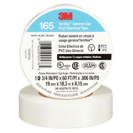 3M Temflex Vinyl Electrical Tape 165, 10PK 7100169491