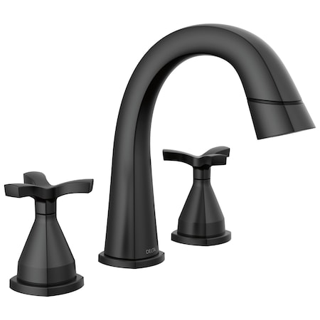 Delta Stryke Two Handle Widespread Pull Down Bathroom Faucet In Matte Black 357756-BLPD-DST