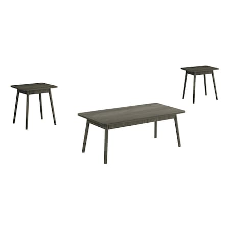 Monarch Specialties Table Set, 3pcs Set, Coffee, End, Side, Accent, Living Room, Grey Laminate, Mid Century, Modern I 7851P