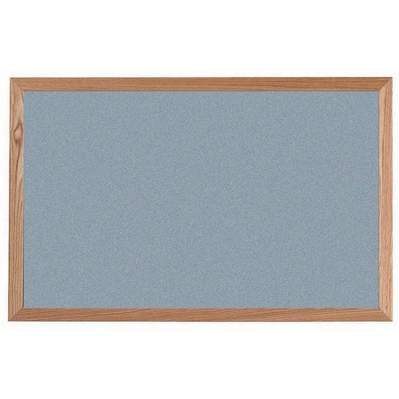 Aarco VIC Cork Bulletin Board, Red Oak Frame, Clear Lacquer Finish, Duck Egg Light Blue 24''Hx36''W OW2436162