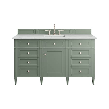 James Martin Vanities Brittany 60'' S Vanity, Smokey Celadon w/ Ethereal Noctis Top w/FreePower Wireless Charger 650-V60S-SC-FENC