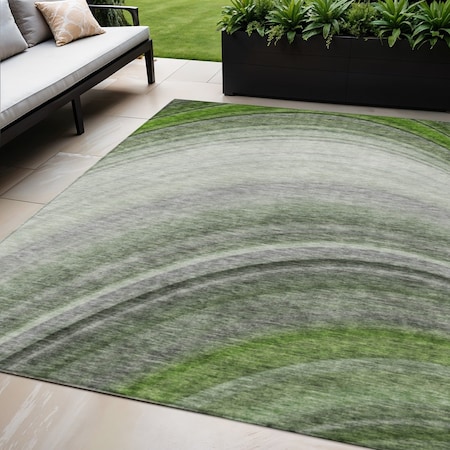 Homeroots 5' X 8' Green And Artichoke Green Abstract Washable Indoor Outdoor Area Rug 577302