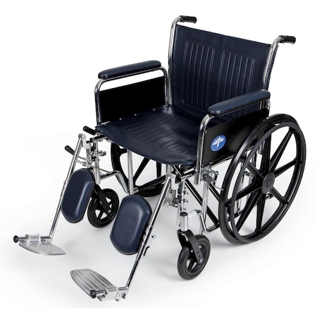 Medline Excel Extra-Wide Wheelchair, 24in Seat, Removable Full-Length Arms, Elevating Leg Rests MDS806950FLA