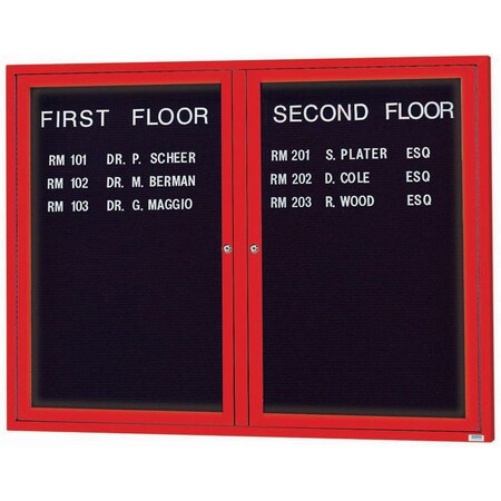 Aarco Illuminated Outdoor Enclosed Directory w/ Al Frame, Powder Coated Red, 48''Hx60''W OADC4860IR