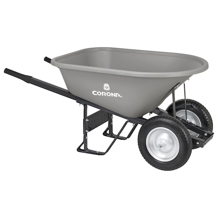 Corona Tools 6 Cu. Ft. Poly Wheelbarrow, Steel Handles, Dual Wheel Flat Free Tires WB12166