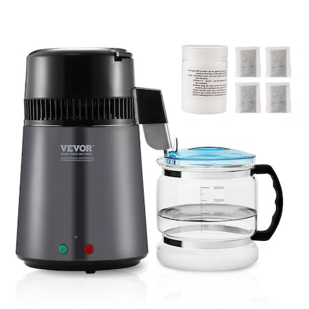 Vevor 4 Liter 750W Water Distiller Water Purifier Filter Countertop Stainless Steel Interior, Dark Gray BXGZLSJXB4LDXH9BQV1