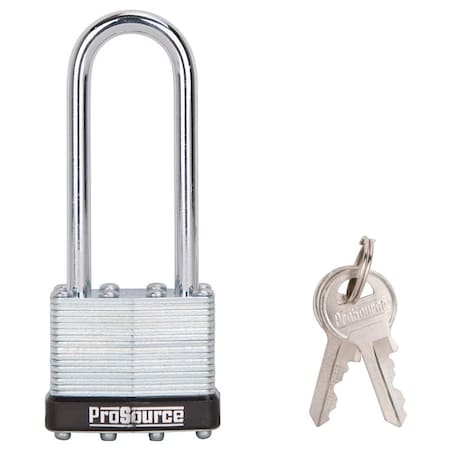 Prosource Padlock, Long Shackle, 1/4 in Dia Shackle, 2-3.4 in H Shackle, Steel Shackle, Steel Body HD00040L-3L