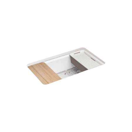 Kohler Riverby 33 undermount single-bowl workstation kitchen sink White 5871-5UPC-0