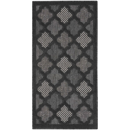 Homeroots 3' X 5' Charcoal And Black Trellis Indoor Outdoor Area Rug 545549