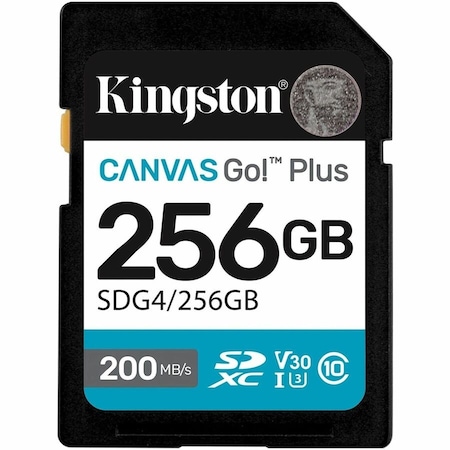 Kingston 256GB SDXC Canvas Go Plus Gen4 200MB/s C10 UHS-I U3 V30 SDG4/256GB