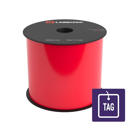 Labeltac Tear-Resistant Tag Stock 4in x 100ft LT4/LTPX, Red LT404TAG