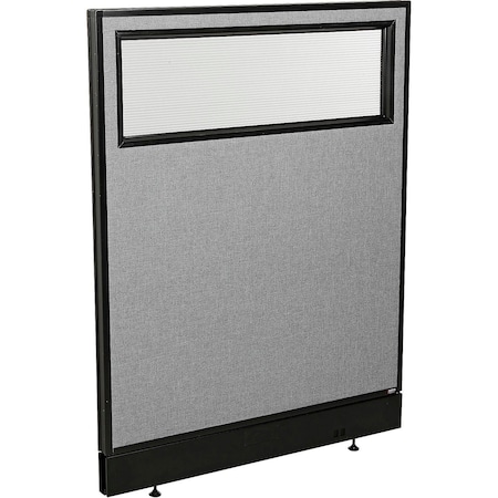 Global Industrial Interion Office Partition Panel with Partial Window and Pass-Thru Cable, 36-1/4"W x 46"H, Gray 694754WPGY