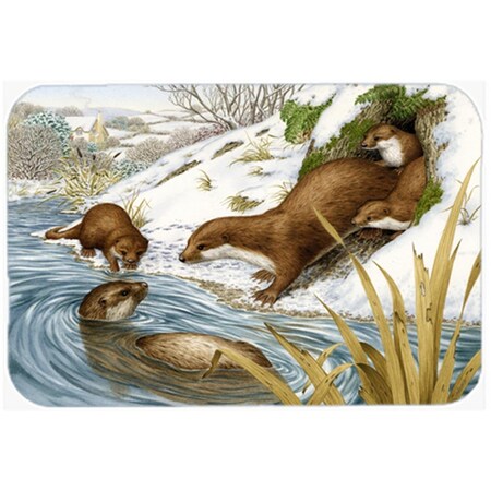 Carolines Treasures Playtime Otters Glass Large Cutting Board ASA2186LCB