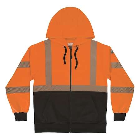 Ergodyne XL Orange Type R Class 3 Performance Hi-Vis Zip-Up Hoodie 8318BK