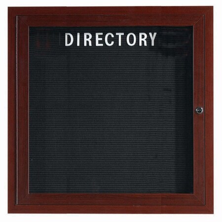 Aarco Enclosed Letter Board Directory w/ Aluminum Walnut Wood Look Finish Frame, 36''Wx36''H, 1 Door Unit ADCWW3636R