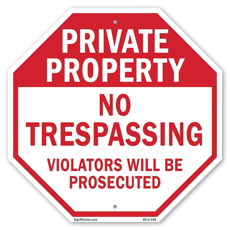 Signmission Private Property No Trespassing Vio, 6 Inch X 6 Inch, Plastic Sign OC-P-6-148