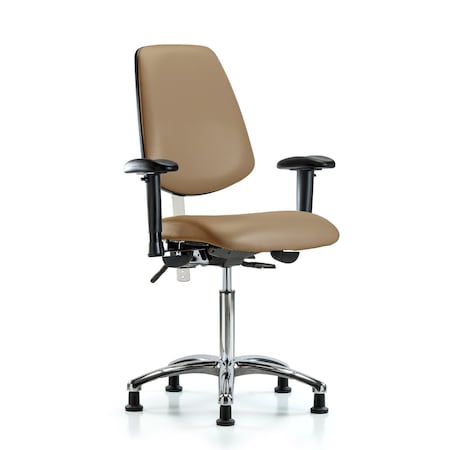 Blue Ridge Ergonomics Clean Room Chair Vin Med Ben Chair, Med, Bk, Taupe, CL100, Adjustable Arms, 22" to 29" Height, Vinyl BR-NCR-VMBCH-MB-CR-T0-A1-NF-RG-8584