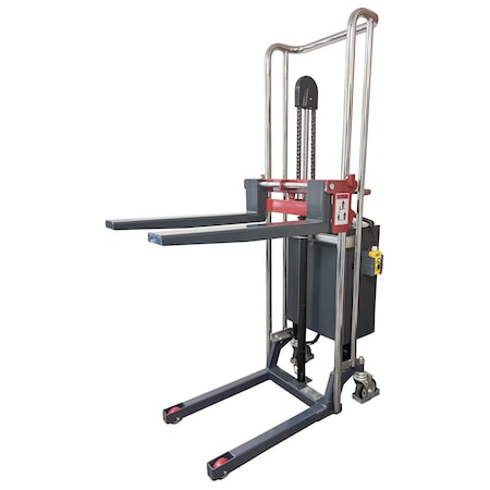 Pake Handling Tools Powered Stacker, 880 lb. Cap, 59" Lift Height, Adjustable Fork PAKES01