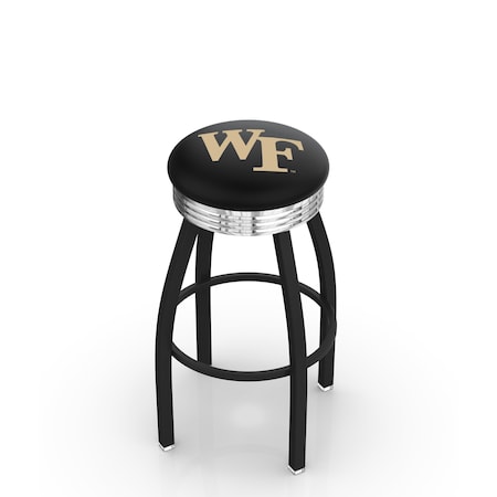 Holland Bar Stool Co 30" Blk Wrinkle Wake Forest Swivel Bar Stool, Chrome Ring L8B3C30WakeFr