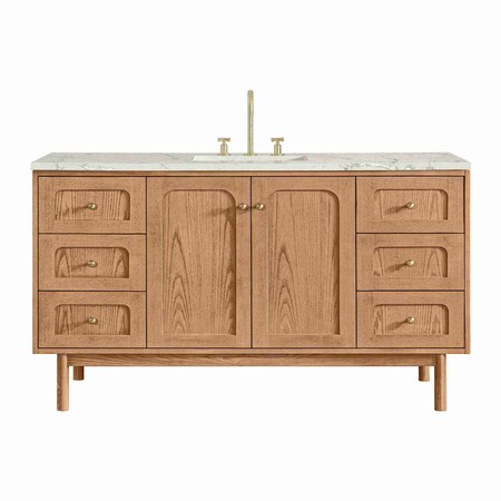 James Martin Vanities Laurent 60 in. Single Vanity, Light Natural Oak, w/ 3 CM Victorian Silver Quartz Top 545-V60S-LNO-3VSL