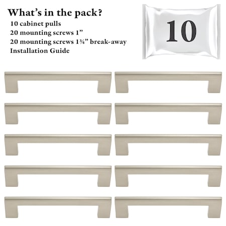 Designperfect 5 1/16'' Center-to-Center Bar Pull, 10PK DPA10S104SNB