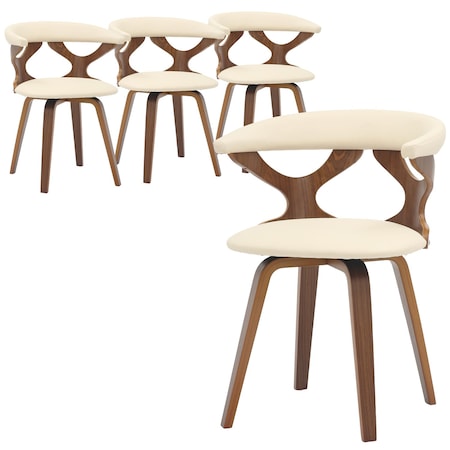 Leisuremod Klyne Swivel Leather Dining Chair with Poplar Wood Frame, 4PK KCWN-22TP4