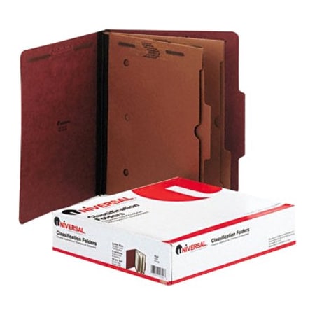 Universal Pressboard Folder with 2 Dividers, Letter, Six-Section, Red, 10/Box 10325