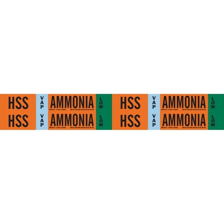 Brady HSS VAP AMMONIA LOW Pipe Marker, 1.125in H x 7in W, Card of 4 EA, 4PK 145899