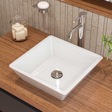 Alfi Brand ALFI brand ABC912 White 17" Square Above Mount Ceramic Sink ABC912