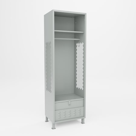 Pucel Athletic Gear Locker, 24 in W x 72 in H x 18 in D, Foot Locker, 4 in Legs, Gray GL-2472-18-FL